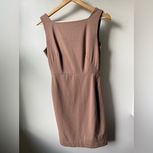 MM LAFLEUR Cynthia Wool Twill Dress Sheath Fitted‎ Camel Classic Square Neck 0